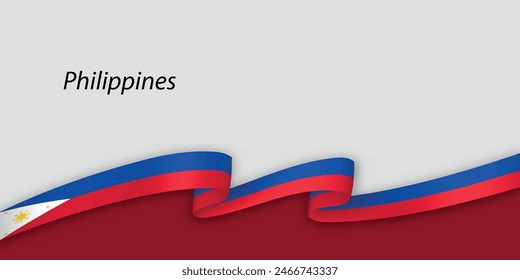 3d ribbon with national flag Philippines isolated on white background with copyspace