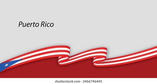 3d ribbon with national flag Puerto Rico isolated on white background with copyspace