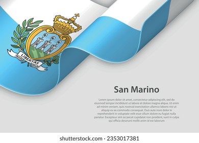 3d ribbon with national flag San Marino isolated on white background with copyspace