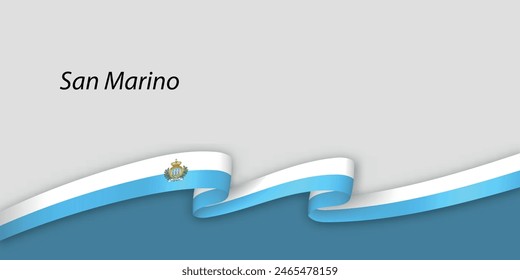 3d ribbon with national flag San Marino isolated on white background with copyspace