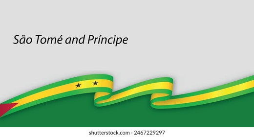 3d ribbon with national flag Sao Tome and Principe isolated on white background with copyspace