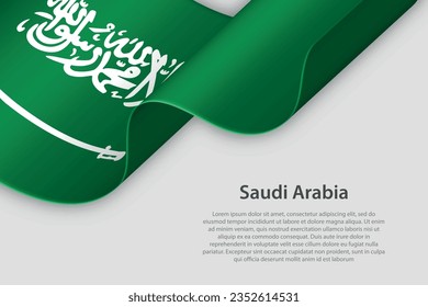 3d ribbon with national flag Saudi Arabia isolated on white background with copyspace