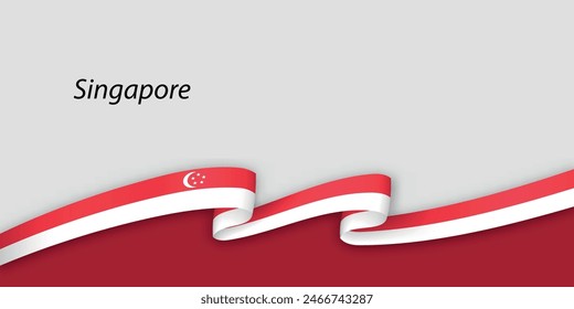 3d ribbon with national flag Singapore isolated on white background with copyspace