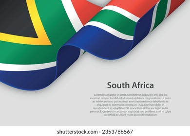 3d ribbon with national flag South Africa isolated on white background with copyspace
