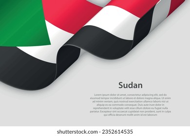 3d ribbon with national flag Sudan isolated on white background with copyspace