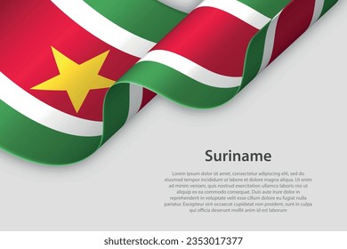 3d ribbon with national flag Suriname isolated on white background with copyspace