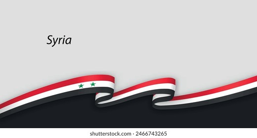 Cinta 3d con la bandera nacional de Siria aislada en el fondo blanco con copyspace