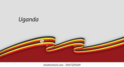 3d ribbon with national flag Uganda isolated on white background with copyspace