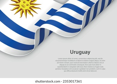 3d ribbon with national flag Uruguay isolated on white background with copyspace