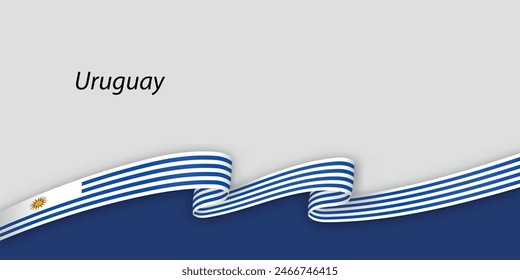 3d ribbon with national flag Uruguay isolated on white background with copyspace