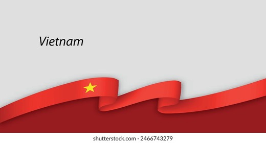3d ribbon with national flag Vietnam isolated on white background with copyspace