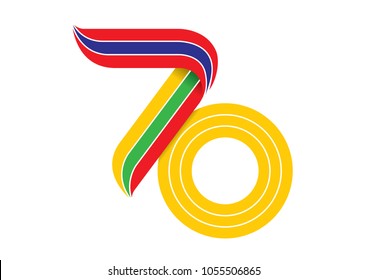 3d Ribbon Number 70 Letter Graphic