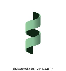 3D Ribbon Twist, Helix Ribbon, Vertical Spiral Fold, Wave Curve Strip, Gradient Ribbon Helix.
