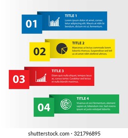 3d ribbons infographic. 4 steps, process, options. Graph and chart Diagram. Template. Business concepts. Vector. EPS10. Illustration