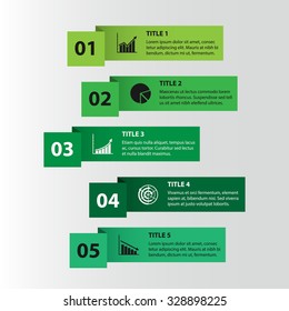 3d ribbons infographic. 5 steps, process, options. Graph and chart Diagram. Template. Business concepts. Vector. EPS10. Illustration