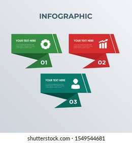 3D ribbons infographic template design with icons. Business concept infograph with 3 options, steps or processes. Vector visualization can be used for workflow layout, diagram, annual report, web