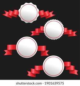 3d ribbons red banners with text space