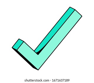 3d right tick vector illustration
