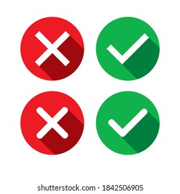 3d Right Or Wrong Buttons. Yes And No Icons Vector Illustration. Wrong And Right Check Mark Icons.