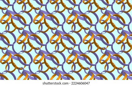 3D Ring Chain Baroque Seamless Pattern Designed for decoration fashion, fashionable suitable for printing on surface wrapping paper, background elipse 