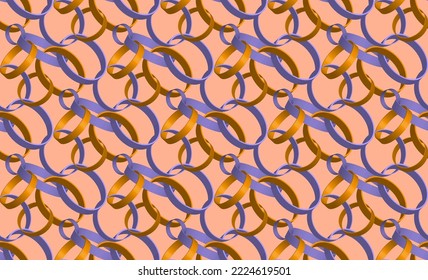 3D Ring Chain Baroque Seamless Pattern Designed for decoration fashion, fashionable suitable for printing on surface wrapping paper, background elipse 