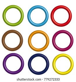 3D ring set color art circle round shape design element vector