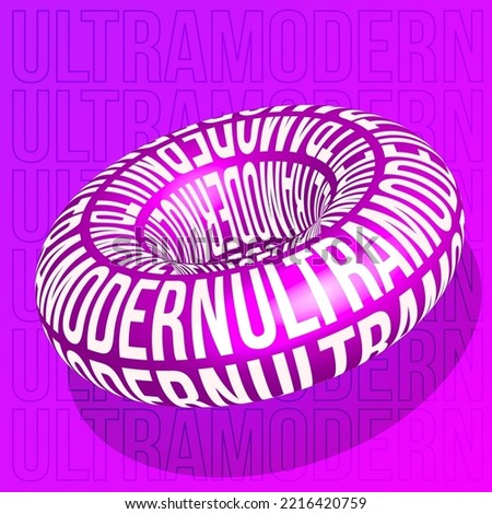 3d ring with typographic desing on neonabstract background, Ultramodern vector illustration template