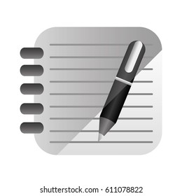 3d rings notebook with black pen, vector illustration design