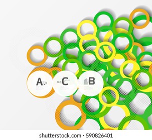 3d rings on grey. Geometrical modern abstract background. Vector template background for print workflow layout, diagram, number options or web design banner