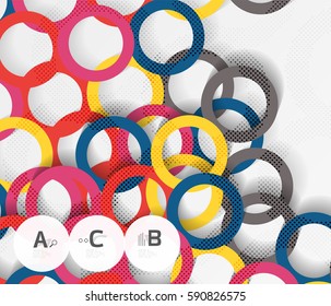 3d rings on grey. Geometrical modern abstract background. Vector template background for print workflow layout, diagram, number options or web design banner