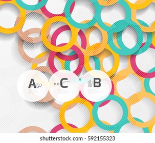 3d rings on grey. Geometrical modern abstract background. Vector template background for print workflow layout, diagram, number options or web design banner