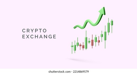 3d rising arrow over stock exchange graph. Global trend in the stock and bond market. Business banner increase investment income. Vector illustration