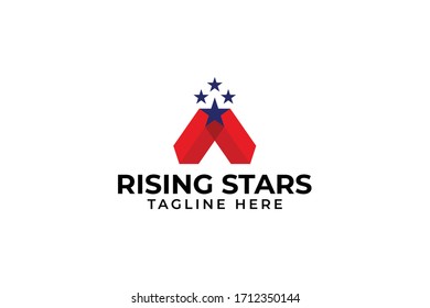 Concepto vectorial del logotipo de estrellas emergentes 3d con estilos simples, únicos y elegantes con fondo blanco