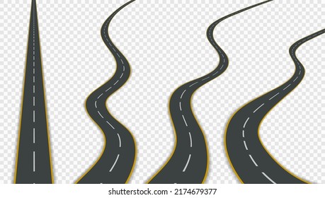 3D Road Or Highway Isolated On Transparent Background. EPS10 Vector