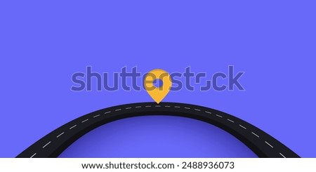 3d road map and journey route infographics template. 3d pin pointer on a curved road illustration. Flat vector illustration