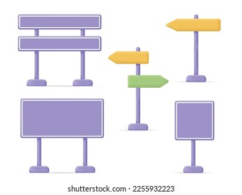 3d Road traffic and direction road sign. Blank board with place for text.Mockup