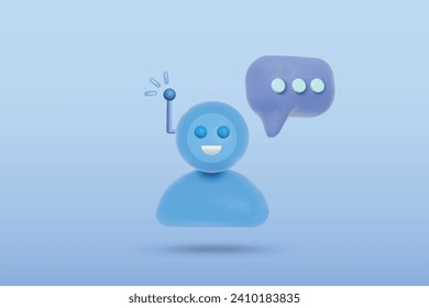 3d robot and message icon vector illustration design. Chatbot artificial intelligence concept on blue background. 