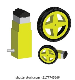 Motor y neumático de robot 3D