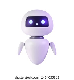 3D robot. Neural network chat bot, AI servers technology. Artificial intelligence cyborg. Online communication, virtual support assistance. Vector isolated illustration. Fiction alien render.