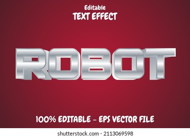 3d Robot Text Effect With Silver And Red Color.