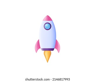 3d rocket icon. Startup. Vector illustration.