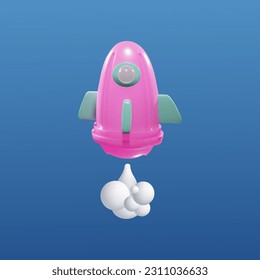 3d rocket icon,realistic symbol of startup, business or commercial product.Suitable for use in promotional materials and sales.