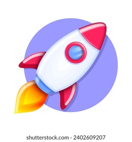 3d rocket space ship icon. Realistic Rocket ship space ship vector design.