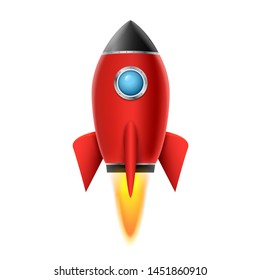 3d Rocket Space Ship Launch Background. Realistic Rocketship Spaceship Vector Design. Shuttle Creative Icon.