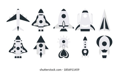 3D rockets balloon. Vector illustration isolated on white background.