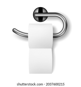 3D Roll Of Toilet Paper Hanging On Holder. EPS10 Vector