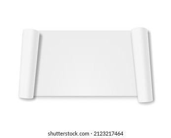 3D Rolled White Paper Banner With Shadow. EPS10 Vector