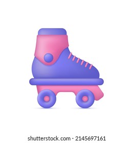 3D Roller skates isolated on white background. Sport concept. Can be used for many purposes. Trendy and modern vector in 3d style.