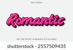 3d romantic text effect template. Text emblem for advertising, branding, business logo