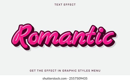 3d romantic text effect template. Text emblem for advertising, branding, business logo